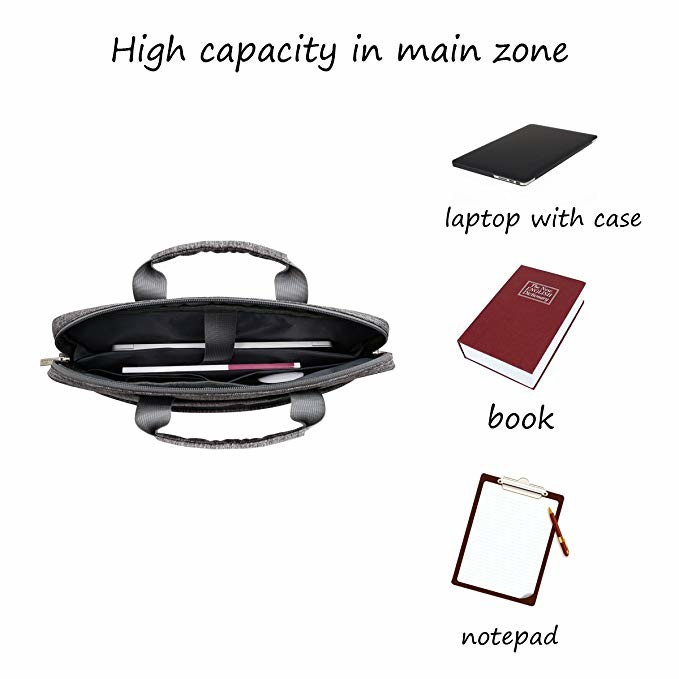 11.6-13.3 Inch Ladies Laptop Handbag With Adjustable Depth Bottom Grey
