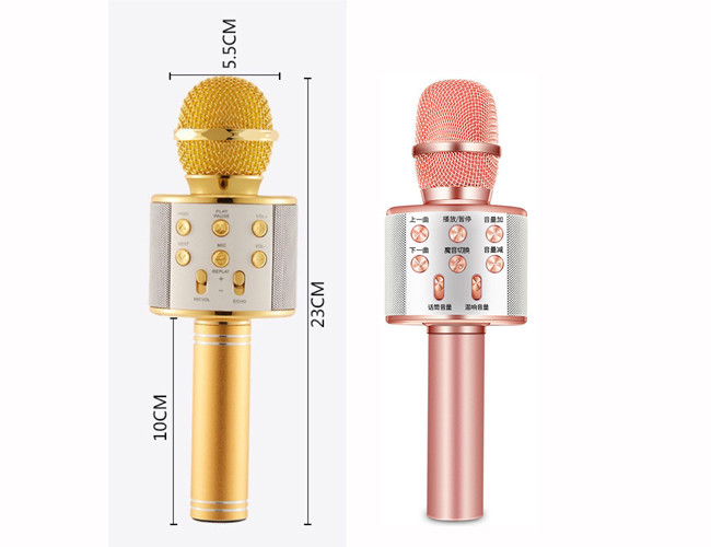 WS858 Wireless Bluetooth Karaoke Microphone , Bluetooth Stereo Microphone ABS Material
