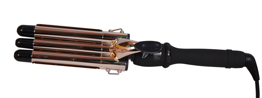 Triple Wave curling iron JR-266-19# electroplate golde