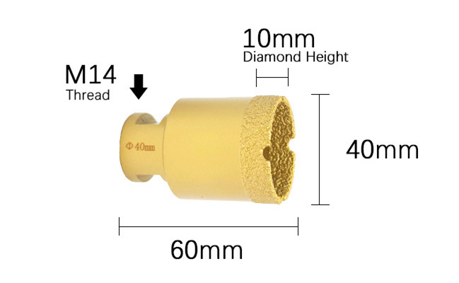 Marble Porcelain 40mm Brazed Diamond Core Drill Bit ODM
