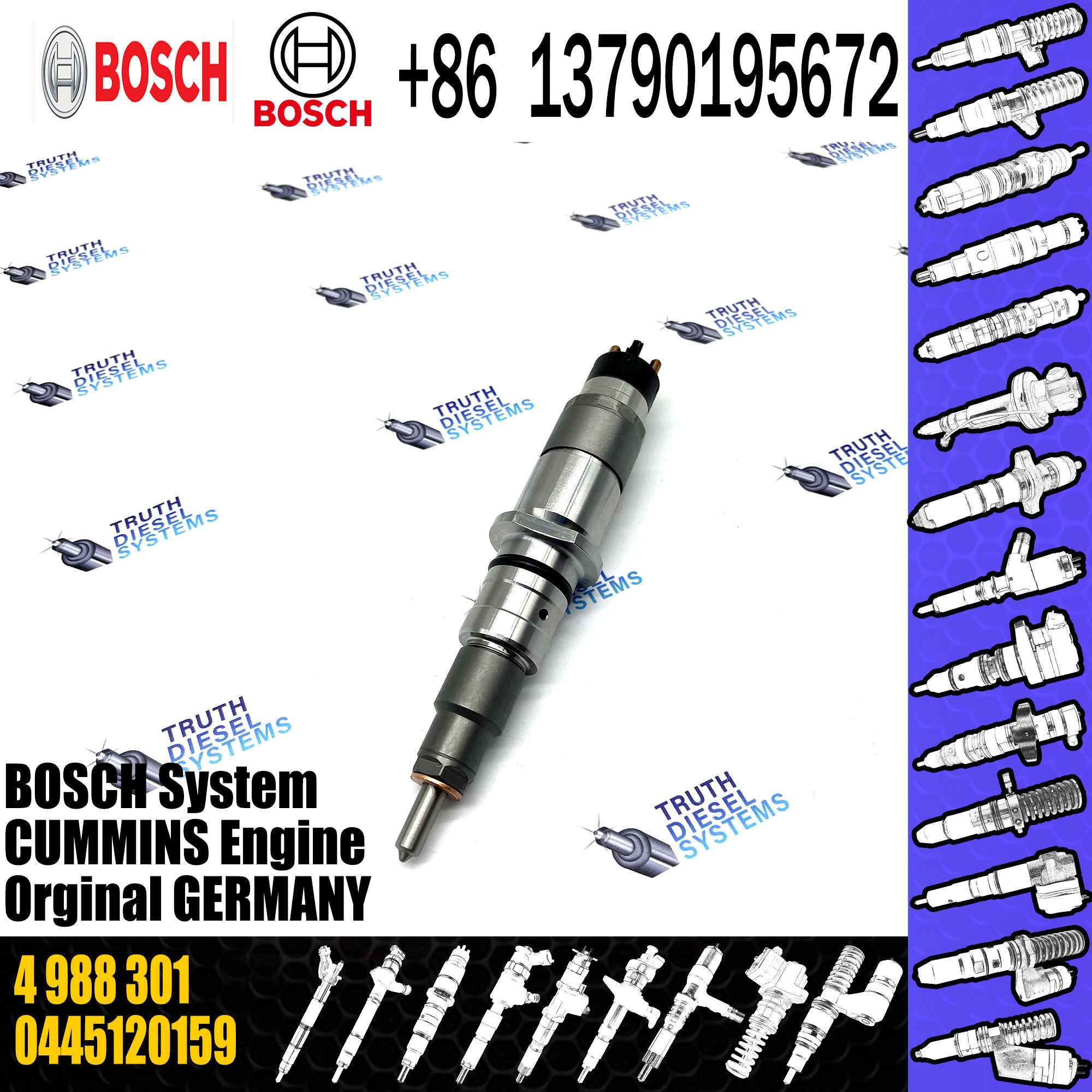 high quality common rail injector 0445120254 5263317 4988301 injector for Cummins injector nozzle 0445120254 5263317