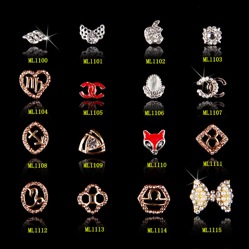 Hot NEW Wholesale Alloy Jewelry 3D Nail Art Jewelry Nail rhinestones Sticker Supplier Number ML1100-1115