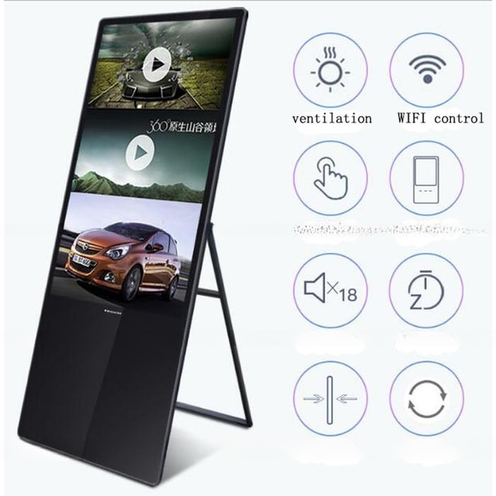 Free standing 43" inch Android WIFI network LCD LED signage AD player display with rotating screen function