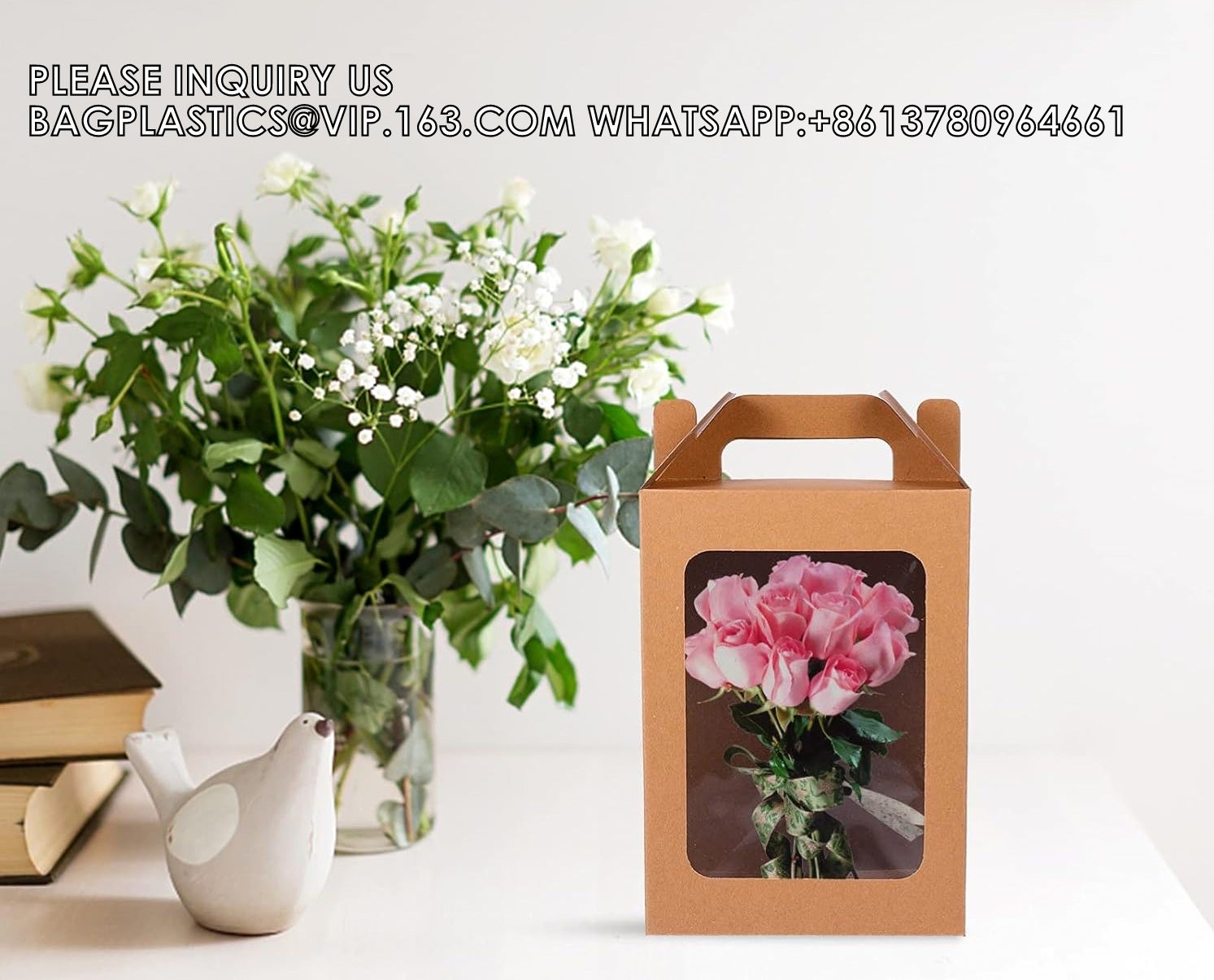 Window Box Gift Wrapping Bags Small Cake Boxes Bakery Bags With Standing Cookie Bag Flower Packaging Bag Bakery Box