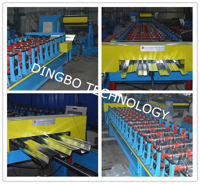 Roller Material 45# Steel Metal Roof Floor Decking Roll Forming Machine for Construction with Chain Drive