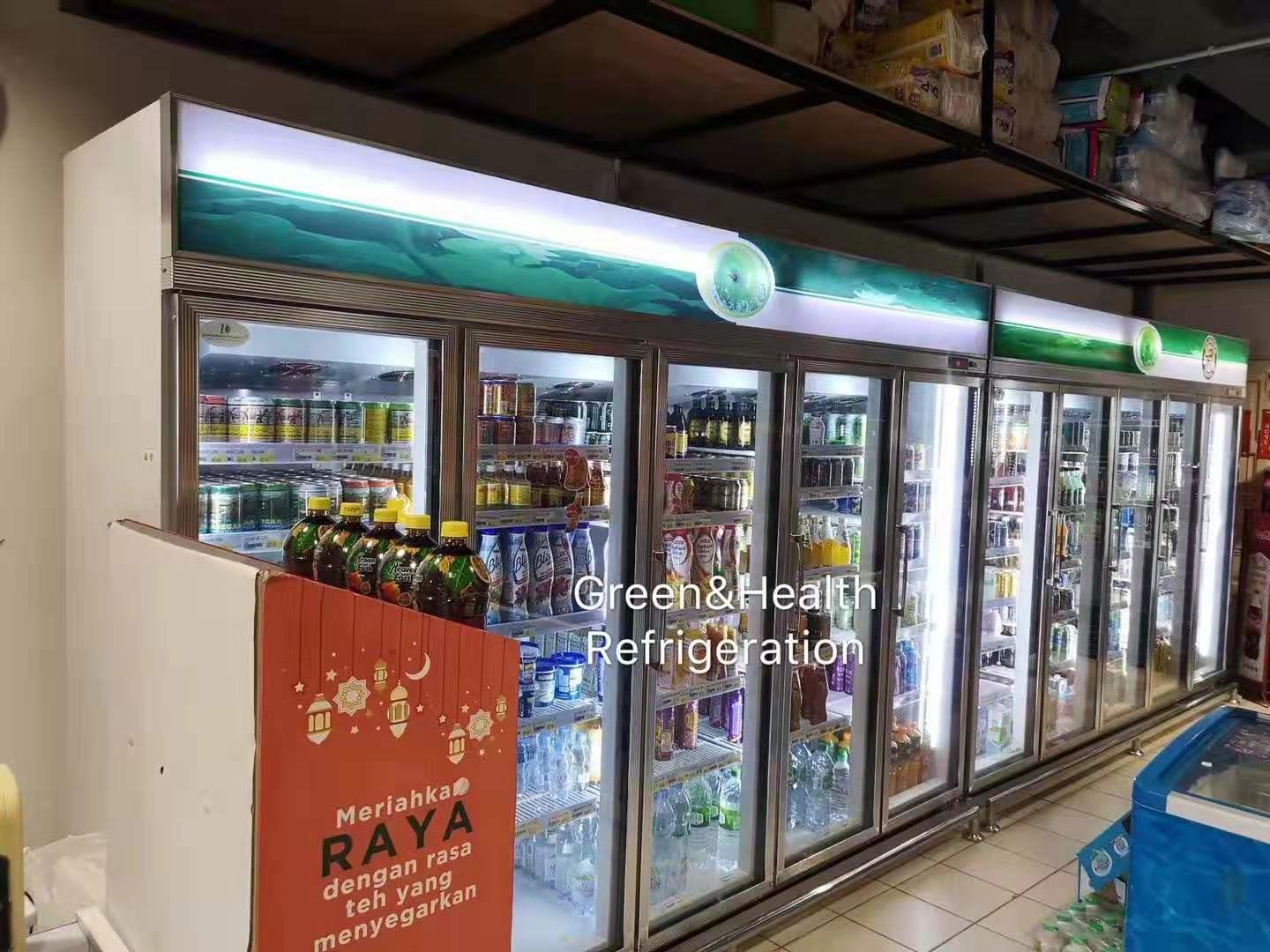 1260W Commercial Beverage Cooler , 4 Glass Door Upright Milk Beverage Display Chiller