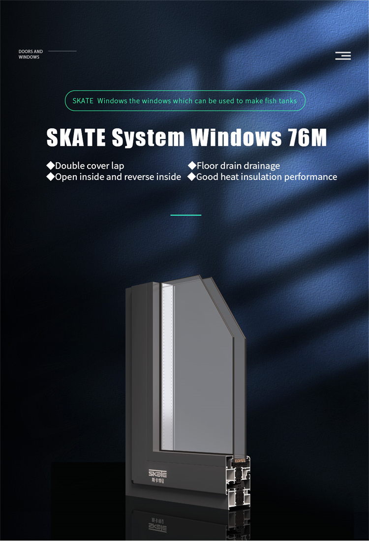Horizontal Opening Pattern 76M Aluminum Tilt And Turn Glass Window Casement Window
