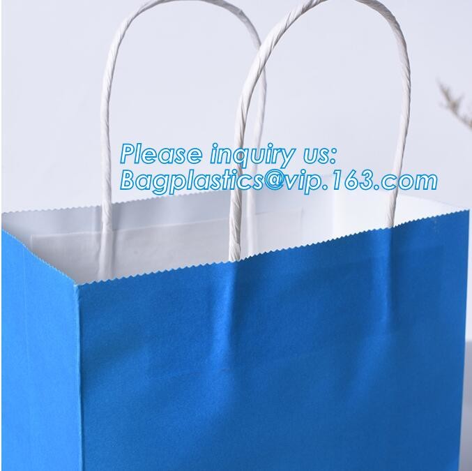 Custom Printed Accept Wholesale Stock White Brown Kraft Paper Shopping Bag With Handle No Minimum, carrier handle bags