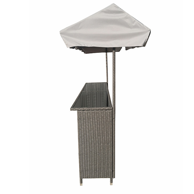 Rattan Effect Night Club Bar Counter Tiki Outdoor Rattan Bar Furniture With Roof Garden Rattan Table Bar Table Canopy