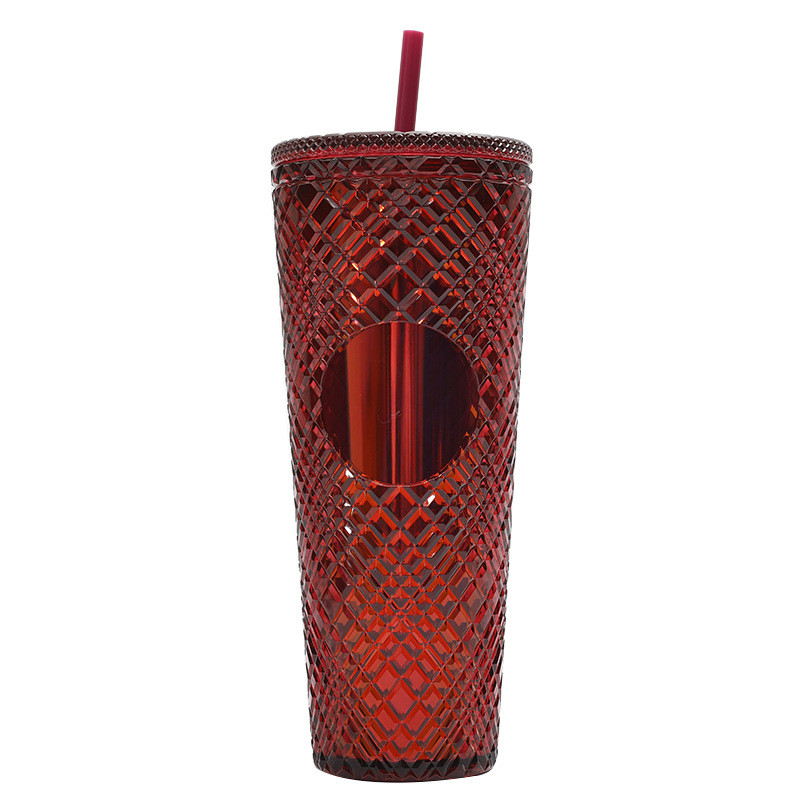 24Oz Studded Cup Tumbler With Lid And Straw Double Wall Insulated Matte