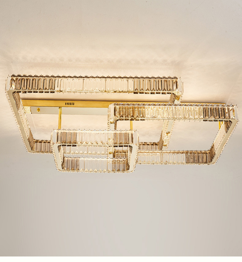 Luxury Living Room Smart Led Chandelier Modern Hall Glossy K9 Crystal Ceiling Chandelier(WH-CA-104)