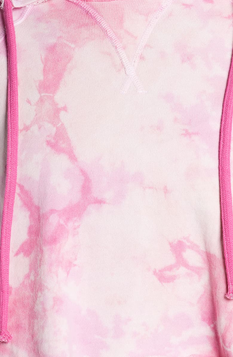 Trendy Women'S Plus Size Tie Dye Shirts , Pink Cropped Drawstring Sweatshirt