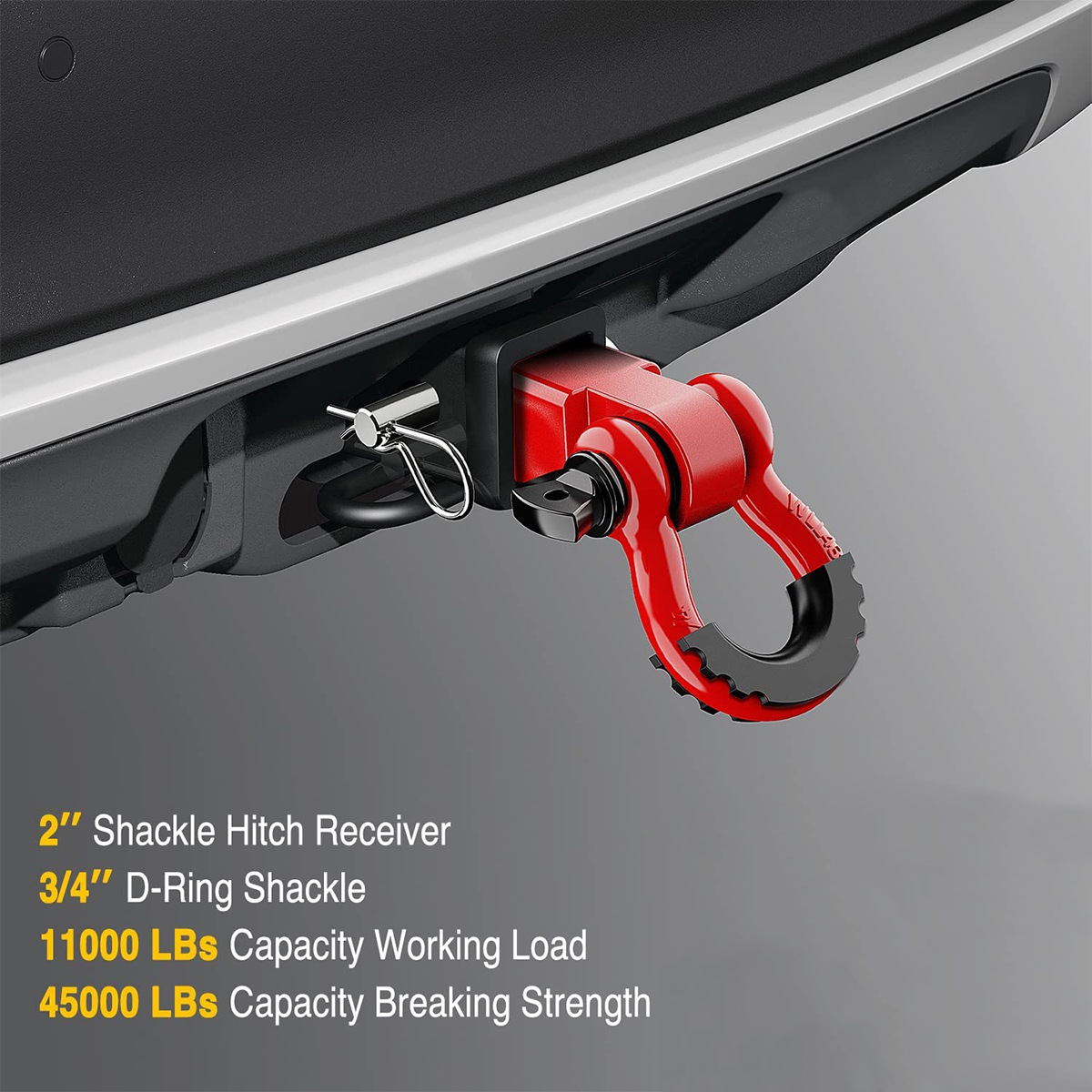 Trailer Towing Made Simple Shackle Hitch Receiver Hitch with 3/4" Bow Shackle