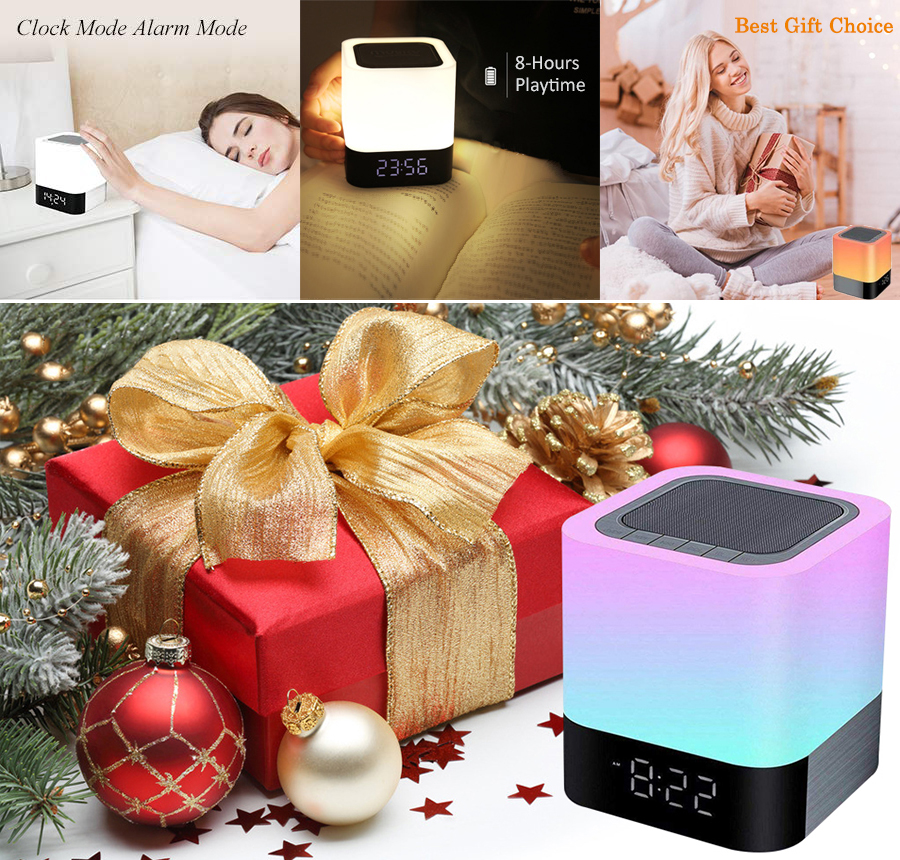 5w 3.7v 2600mAh LED Touch Night Light Wireless Speaker Portable Bedside Lamp 20KHZ