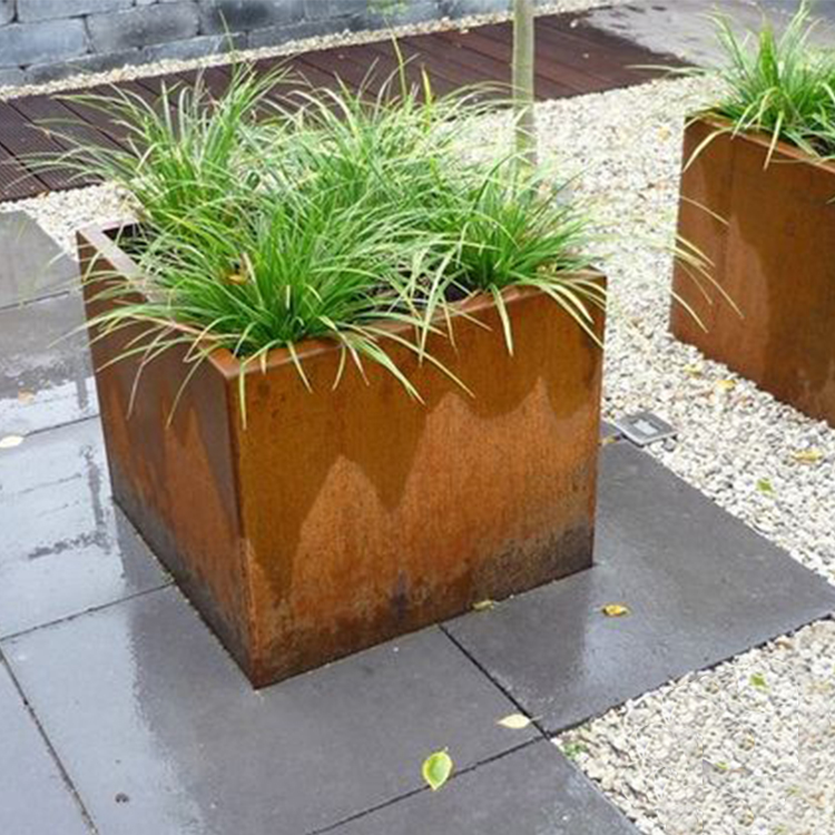 Factory Direct Garden Flower Pot Metal Plant Box Corten Steel Planter  