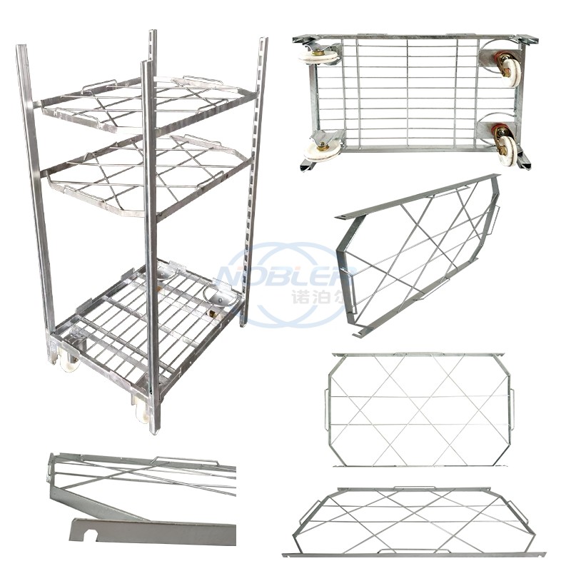 3 Shelves Danish Trolley Wire Mesh Greenhouse Transport Cart Flower Trolley