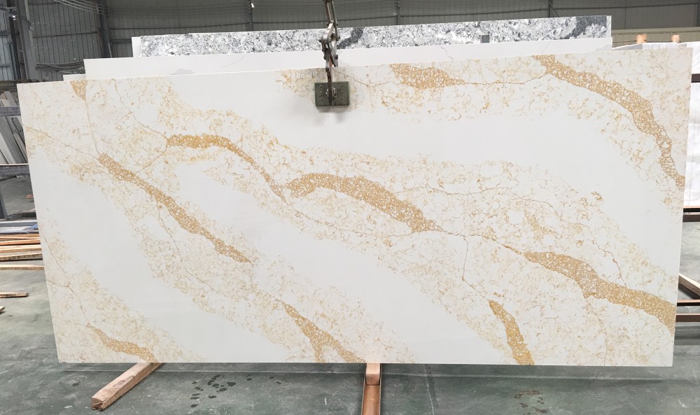 Calacatta Gold Quartz Stone Slab 3000 X 1400mm / Customized Cut Size