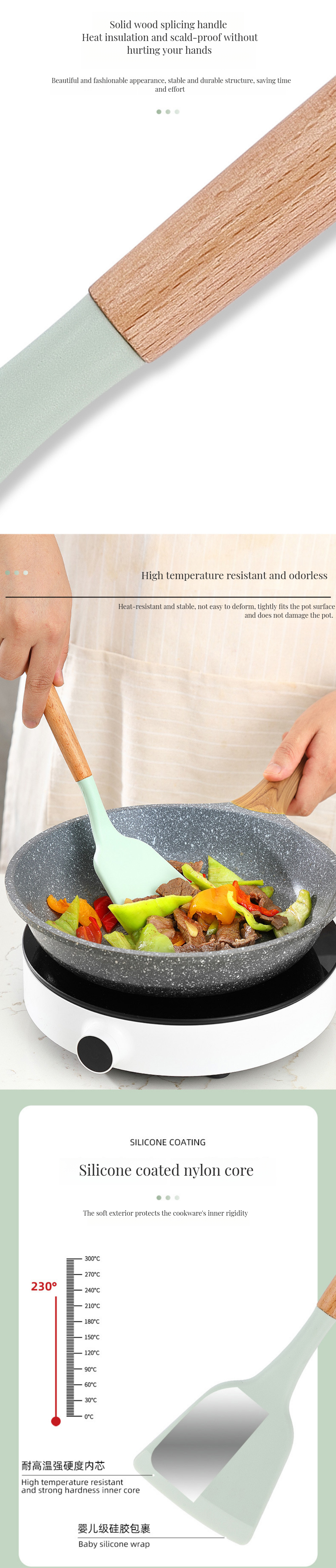 Stainless Steel Silicone Cooking Utensils Set Customized Color for Commercial Buyers
