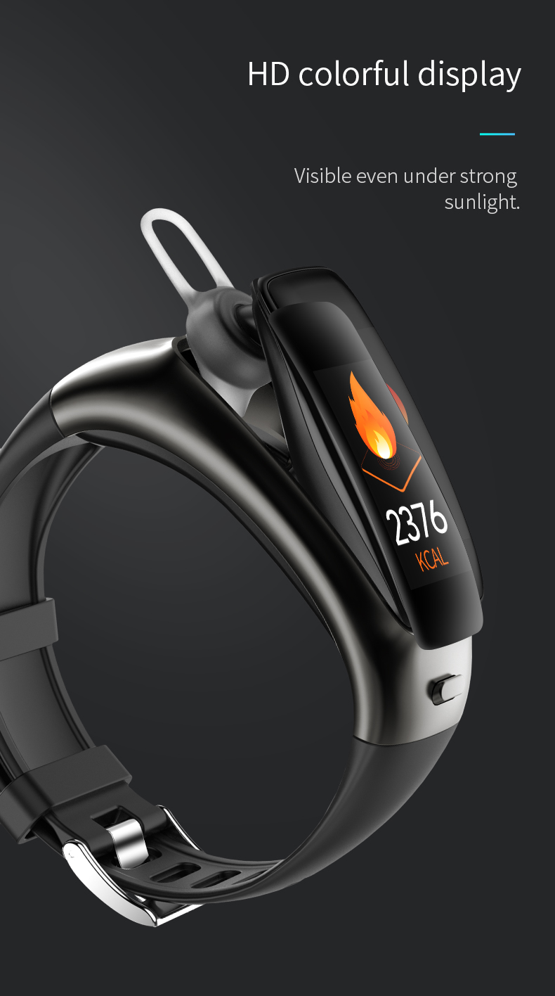 Smart 2 In 1 BT ECG Smart Watch IP67 Heart Rate Monitor Wristband