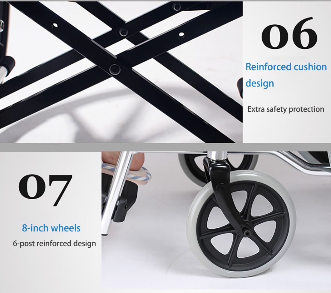 High Quality Multifunctional Manual Folding Steel Wheelchair