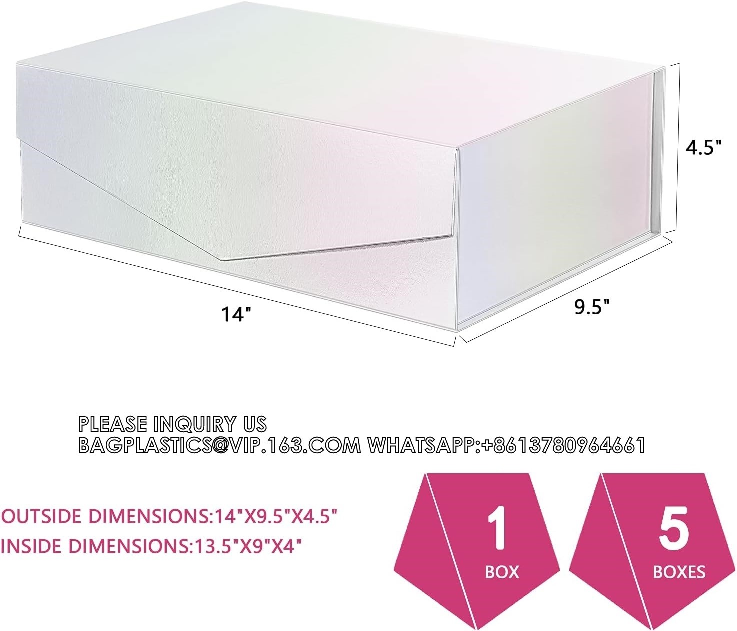 Holographic Silver Gift Boxes, Large Gift Boxes With Lids,Magnetic Closure Gift Boxes Presents, Bridesmaid Proposal