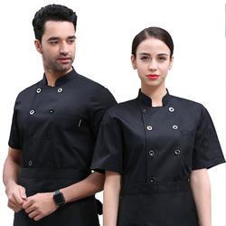 Kitchen White Chef Uniform Tops Unisex Design Washable Poly / Cotton