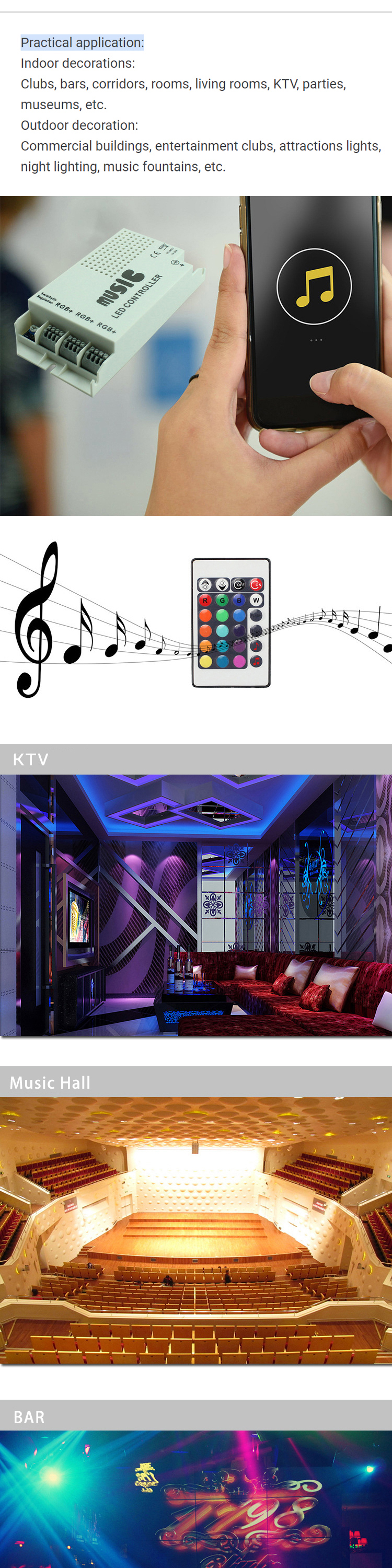 24 Button RGB LED Strip Music Controller With CE ROHS Certification