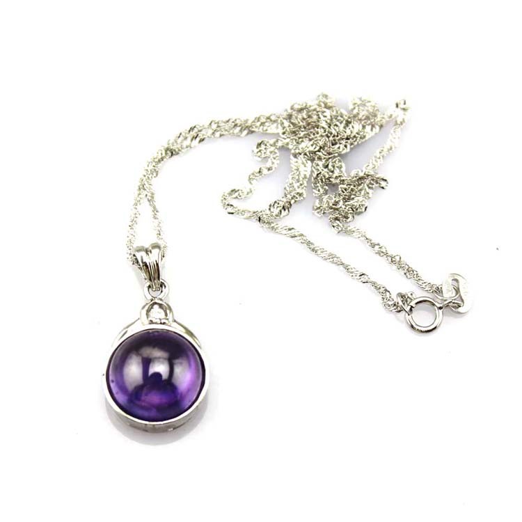 Women Jewelry 12mm Round Amethyst Cubic Zircon Pendant Enhancer (YAQ002)
