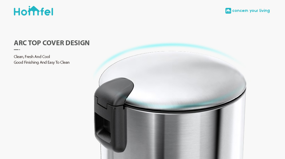 20L Stainless Steel Kitchen Bathroom Thin Lid Pedal Trash Bin Waste Bin Dustbin Soft Close Round Metal Trash Can Durable