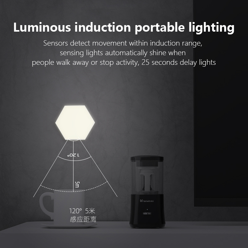 Hexagonal 70LM 4.5VDC Battery Operated Motion Sensor Light Intelligent Control