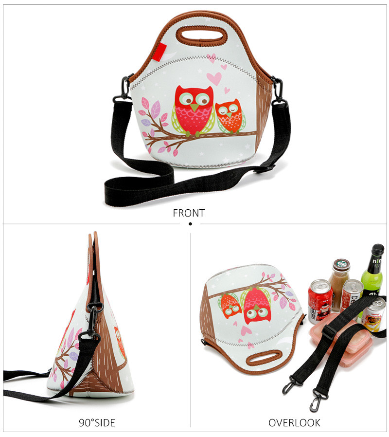 Heat Sealed Neoprene Lunch Bags With Shoulder Strap