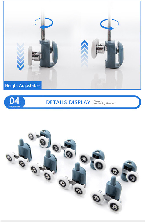 Anti Erosion Sliding Shower Door Wheels , Zinc Alloy Double Shower Door Pulley