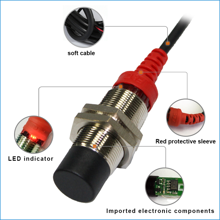 M18 Non-Shielded Inductive Proximity Sensor 12-24VDC 8mm Sensing Inductive Switch