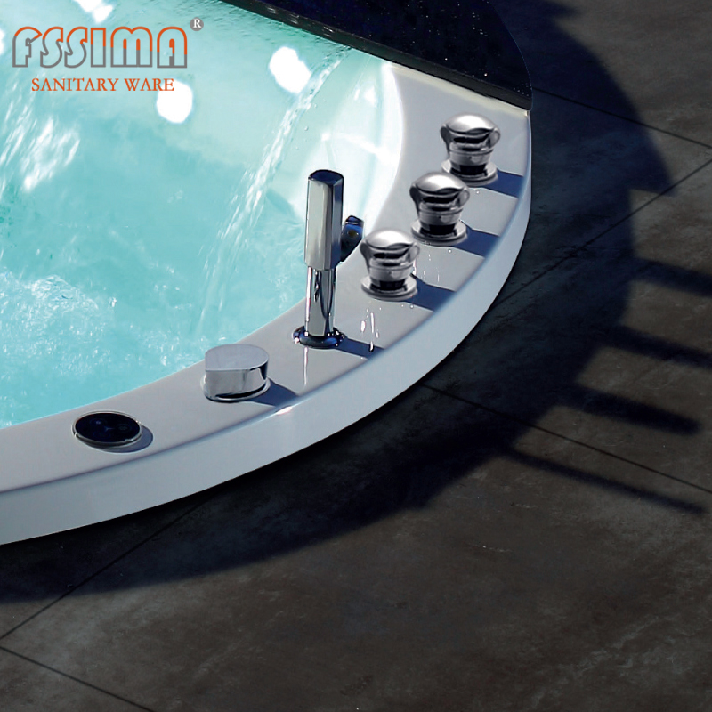67" Freestanding Jetted Bathtub Shower Combination Bubble Massage Non Slip