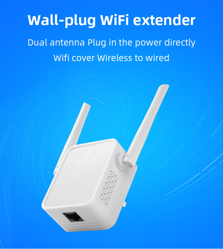 2 Antennas Wall Plug WiFi Extender 1200mbps 4G LTE Signal Booster