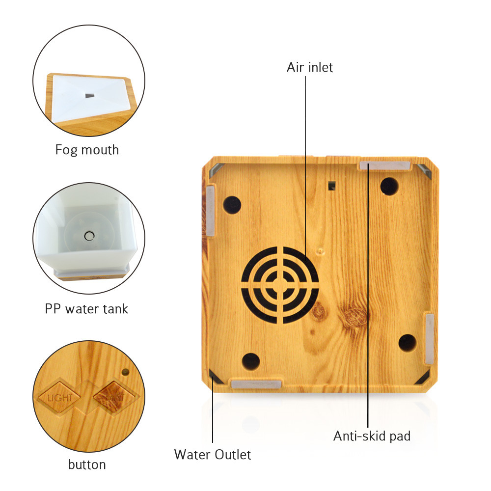 200ml Laser Carving Wood Grain Aromatherapy Diffuser