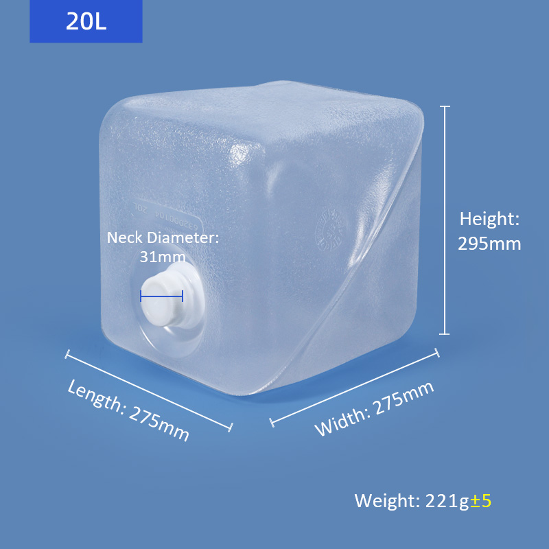 Custom Size Accepted 20L Outdoor Collapsible Jerry Can Water Container With Plastic Tap