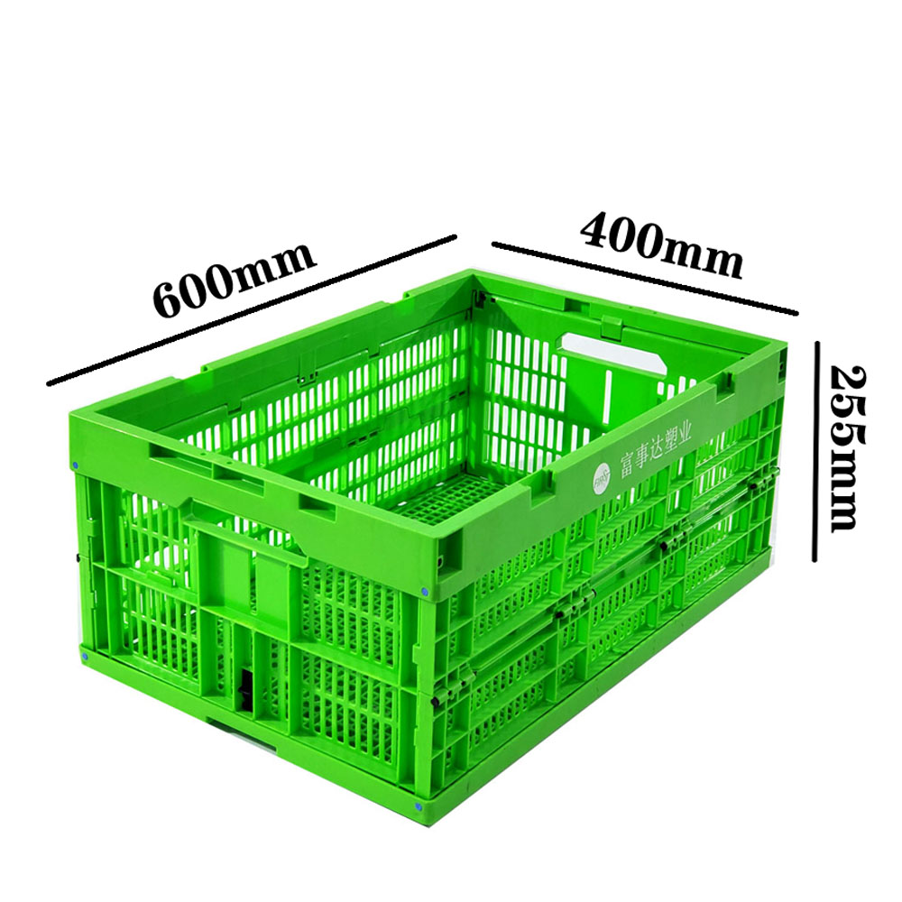 600x400x255mm Plastic Folding Box Pallet Optimal Air Circulation Fruits Organizer