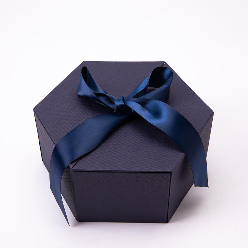 Hexagon Cardboard Magnetic Box Rigid Double Door Gift Box For Beverages