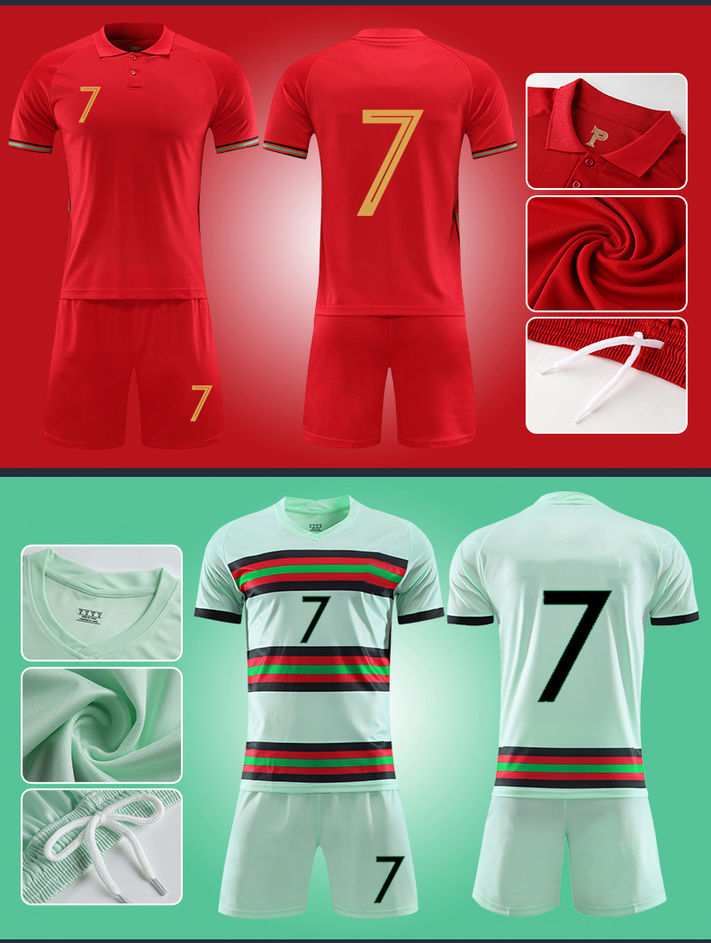 Quick Dry Sportswear Men Soccer Wear Set Uniforms Custom Football Soccer Jerseys world cup 2022 portugal
