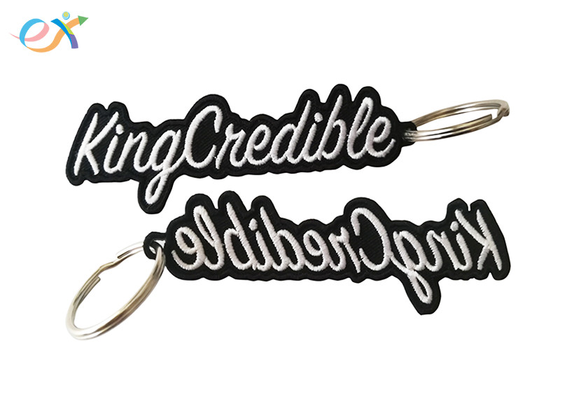 Merrow Border Custom Embroidered Key Tags , Double Side Polyester Keychain