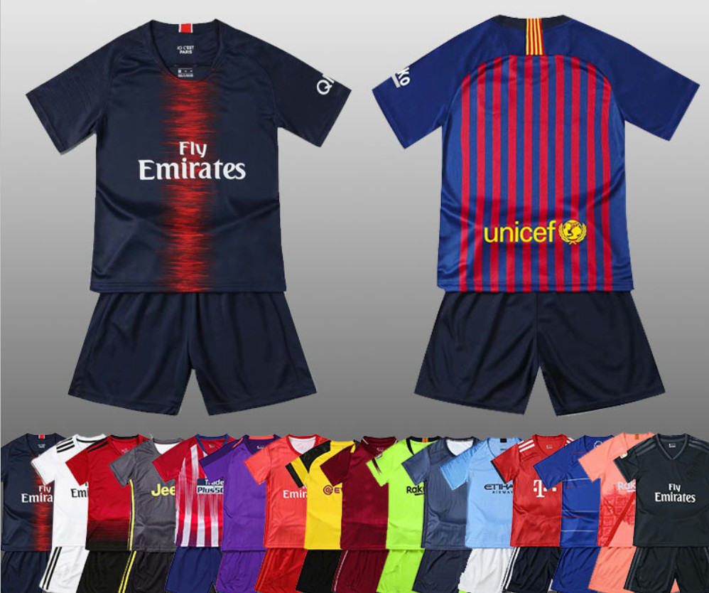 Custom kids soccer jersey full kit with socks football jersey for kids