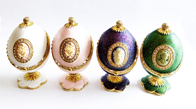 Luxury RoseFaberge Easter Eggs Jewelry Box Russian Royal Case Metal Faberge Egg Faberge Egg Jewerly Trinke t Box