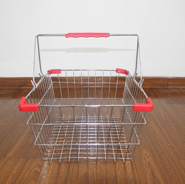 20 Litre 400MM Handheld Shopping Basket With Wheels And Handle Double Handle
