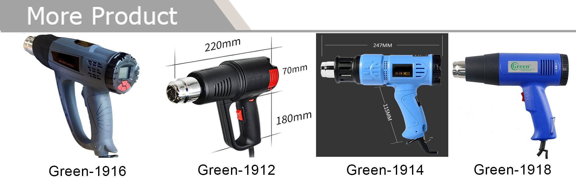 Green 1910 Hot Air Heat Gun Temperature Adjustable With Three Grades 220V 1800w