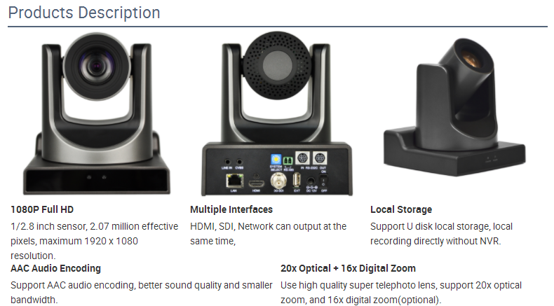 1080P HD SDI PTZ Video Conference Camera 20X Optical Zoom webcam for Church/meeting room/Medical