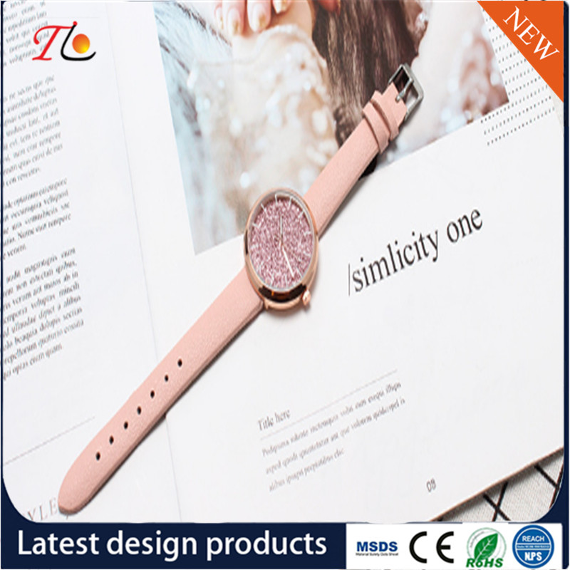 Wholesale Customization PU Watch Alloy Case Quartz Watch Fashion Watch Colorful Leather Band Shining Diamond Lady Watch