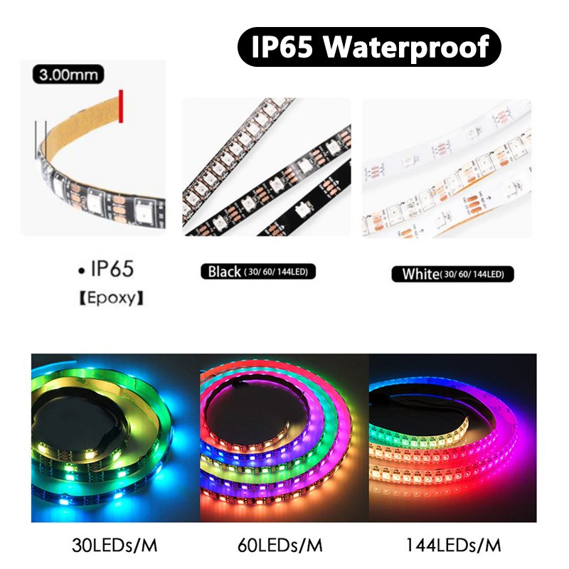 RGB Changeable Color 5050 LED Strip Lights Individually Addressable Ws2812