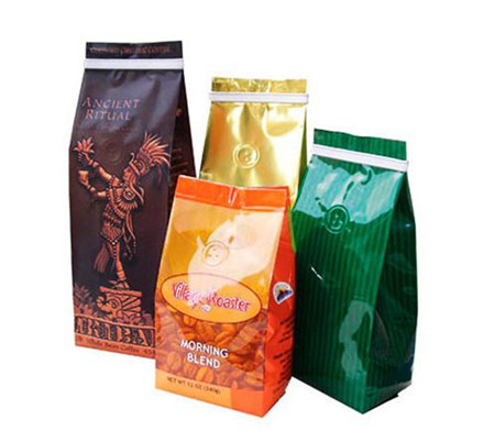 Custom Printed Stand Up Coffee Bag With Degassing Valve / Coffee Bean Packaging Bag