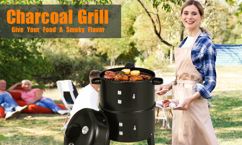 Outdoor Cooking Portable Charcoal BBQ Grill with Heat Indicator and Charcoal Lump Fuel